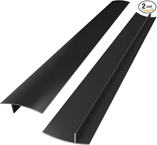 Silicone Stove Gap Covers (2Pack 25 Inches), Heat Resistant Oven Gap Filler Seals Gaps Between Stovetop and Counter, Easy to Clean Stove Gap Guard, Black