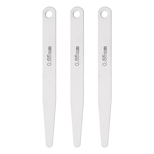 HARFINGTON 3pcs Metric Thickness Feeler Gauge 0.65mm Single Blade Oval Feeler Gauge 3CR-13 Stainless Steel Gap Measuring Tool for Repair Valve Guitar Spark Plug