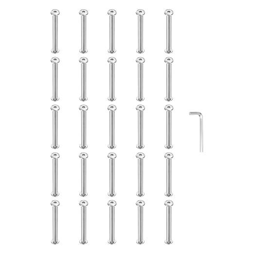 PATIKIL M4x4mm Hex Chicago Screws 5x50mm, 10Pcs 304 Stainless Steel Metric Hex Drive Socket Cap Binding Post Screw Posts for Scrapbook Leather Belt Album Furniture Repair, Silver