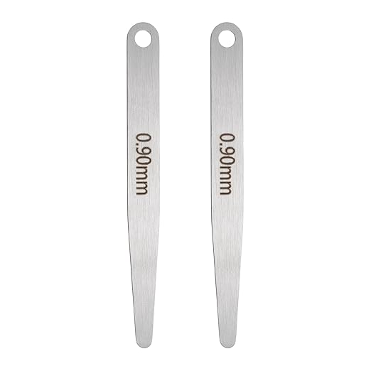 HARFINGTON 2pcs Metric Thickness Feeler Gauge 0.9mm Single Blade Oval Feeler Gauge 304 Stainless Steel Gap Measuring Tool for Repair Valve Guitar Spark Plug