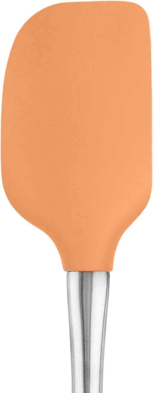 Tovolo Flex-Core Silicone Spatula Metal Handle for Scraping Bowls Mixing & Baking, Dishwasher Safe Heat Resistant Stainless Steel Silicone Spatula for Cast Iron and Nonstick Cookware, Apricot Orange