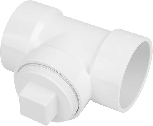 3IN PVC DWV Cleanout Tee with Plug Pipe Fitting (Socket x Socket x FPT) SCH40 3IN DWV PVC Sewer Cleanout Tee with NPT Female Cap Cover for pipe, Drain, Waste, Vent