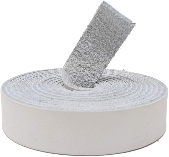 TOFL Genuine Leather Strap | Top Grain Cowhide Strip – White (2 Pack) | 72" L x 5/8" W x 1/16" Thick | Suede Backing | Leather Craft Supplies | Leatherworking & DIY Repair Projects | 4-5 oz
