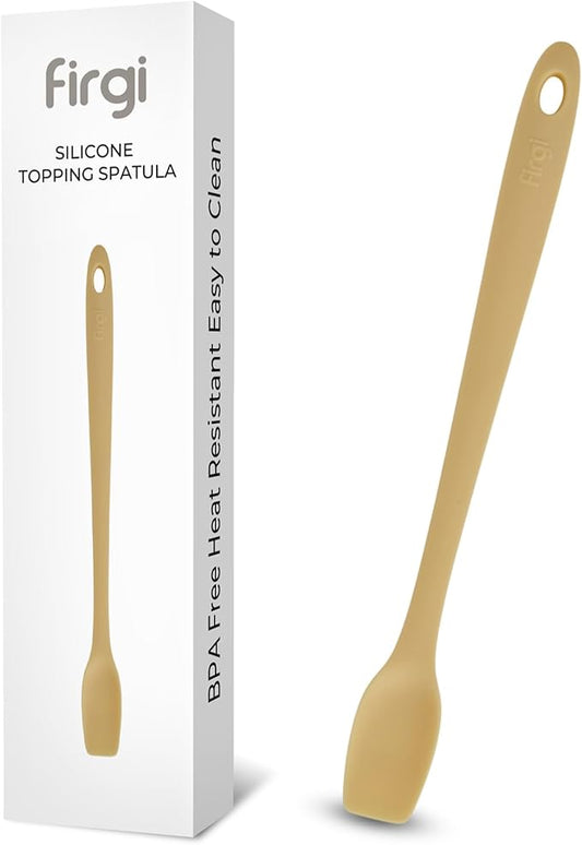 Platinum Silicone Topping Spatula for Cooking – BPA Free Heat Resistant Cooking Utensils for Non Stick Pans – One-Piece Spoonula for Baking, Mixing & More – Kitchen Scraper 10.7” Yellow