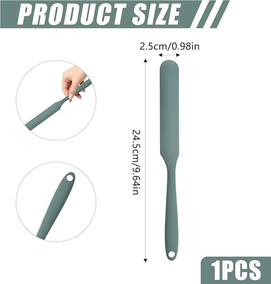 Silicone Jar Spatula,Non-Stick Heat Resistant Kitchen Thin Spatula,Sourdough Stirring Stick,Jam Spreader for Peanut Butter,Cake Cream Butter Spatulas for Scraping Icing Bread Cream (Green)