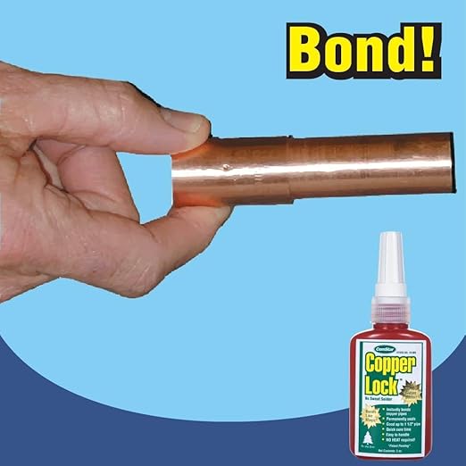 Copper Lock 2 oz, No Heat Liquid Solder for Copper, Brass & Yellow Metals, Instant Leak Proof Seal up to 500 PSI, -60°F to +300°F, Bonding Solution for Plumbing & HVAC (10-800)