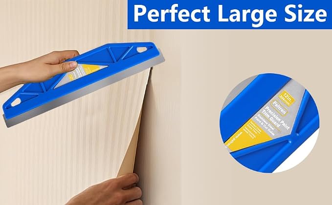 12-Inch Paint Edger & Trim Guard | Stainless Steel Straight Edge Tool | Painters Tape Alternative | Creates Crisp, Clean Pro-Grade Lines on Walls & Ceilings(Blue)