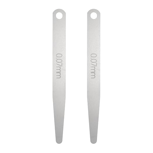 HARFINGTON 2pcs Metric Thickness Feeler Gauge 0.07mm Single Blade Oval Feeler Gauge 304 Stainless Steel Gap Measuring Tool for Repair Valve Guitar Spark Plug