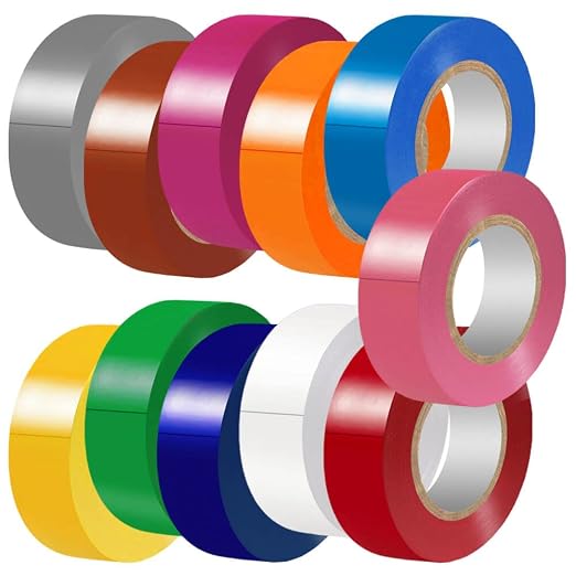 LYLTECH Matte Rainbow Electrical Tape 11 Colors 3/4in x 30ft Waterproof | Matte surface design, strong adhesive, durable & easy wrap insulating tape for electrical wire insulation and repair