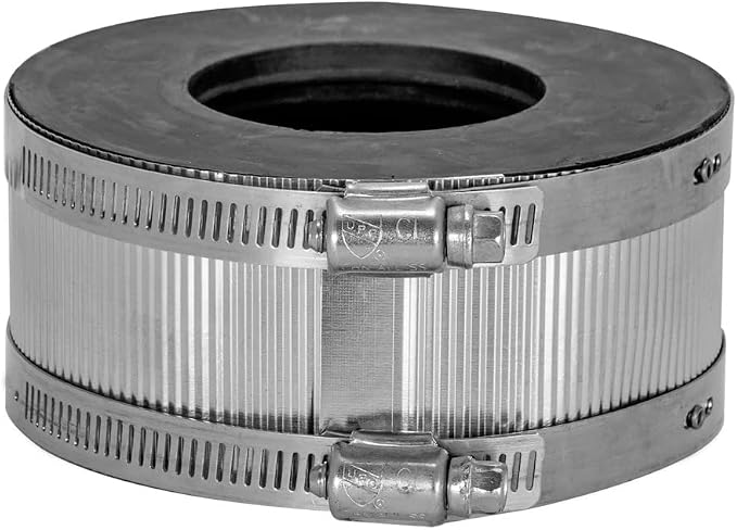 Eastman 4 Inch x 2 Inch No-Hub Coupling with Stainless Steel Clamps, 43419