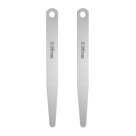 HARFINGTON 2pcs Metric Thickness Feeler Gauge 0.95mm Single Blade Oval Feeler Gauge 304 Stainless Steel Gap Measuring Tool for Repair Valve Guitar Spark Plug