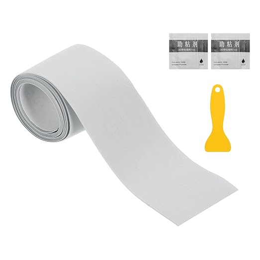 uxcell Caulk Tape Waterproof, 1.5 Inch x 4.92 ft Self-Adhesive Sealant Sealing Strip Caulking Sealant Tape PVC with Tool for Kitchen Sink Toilet Bathroom Bathtub Floor, Gray