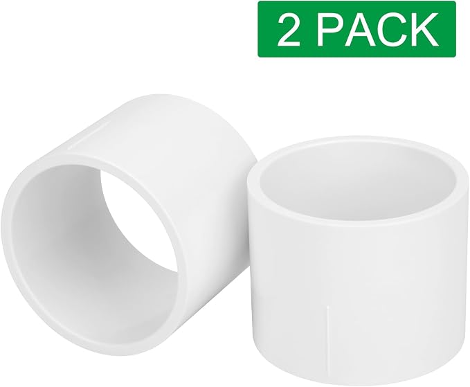 2Pack 3" PVC DWV Repair Coupling Adapter Pipe Fittings (Socket x Socket) SCH40 3Inch PVC Slip Coupling Connectors for Drain, Waste, Vent