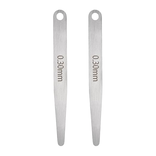 HARFINGTON 2pcs Metric Thickness Feeler Gauge 0.3mm Single Blade Oval Feeler Gauge 304 Stainless Steel Gap Measuring Tool for Repair Valve Guitar Spark Plug