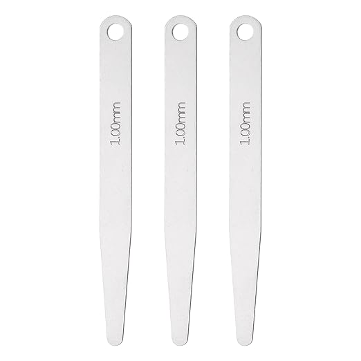HARFINGTON 3pcs Metric Thickness Feeler Gauge 1mm Single Blade Oval Feeler Gauge 3CR-13 Stainless Steel Gap Measuring Tool for Repair Valve Guitar Spark Plug