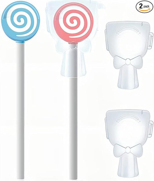 Y-Kelin Kids Tongue Scraper for Ages 2-8, 100% BPA-Free Silicone Cleaner – Cute Lollipop with Easy-to-Grasp Handles and Smiley Covers, Helps Freshen Bad Breath, Pack of 2