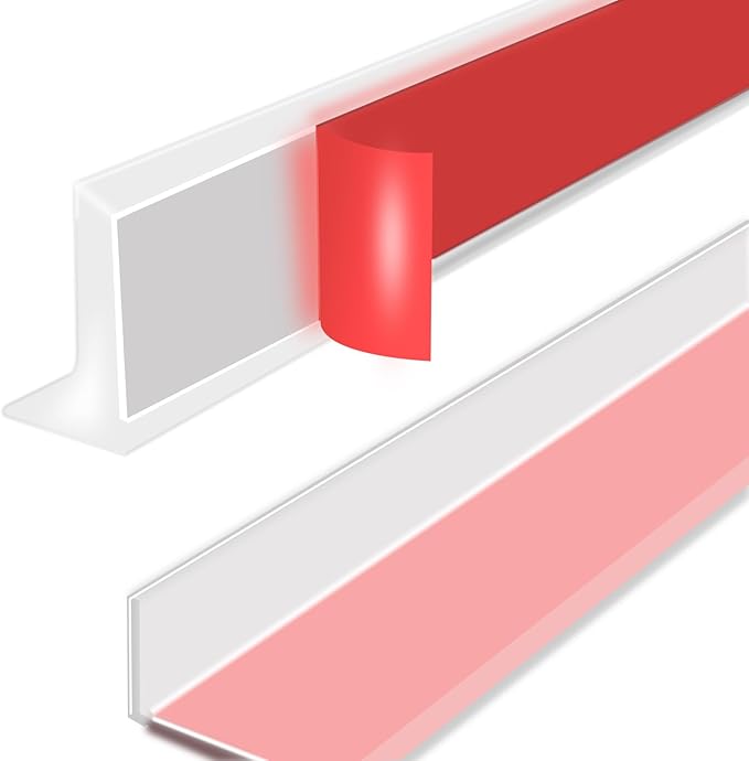 39 Inch Shower Threshold Water Dam, Silicone Barrier Shower Door Bottom Seal Strip, Self Adhesive Waterproof Barrier, for Kitchen Countertop Sink, Cooktop, Bathroom（Semitransparent）