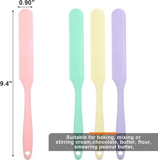 4 Pcs Silicone Jar Spatula, Non-Stick Heat Resistant Cake Cream Spatulas Set, 9.8 inch Cake Cream Butter Spatulas(4 colors）