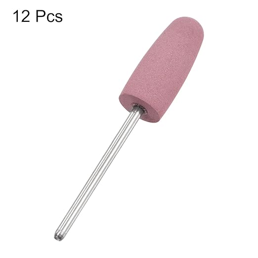uxcell 12pcs 180 Grits Abrasive Mounted Stone 2.35mm Shank 2/5"(10mm) Dia Conical Heads Stone Grinding and Polishing Wheels for Nail Polishing