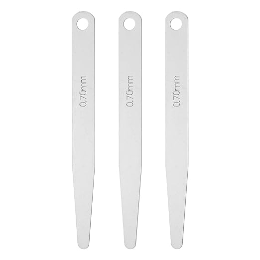 HARFINGTON 3pcs Metric Thickness Feeler Gauge 0.7mm Single Blade Oval Feeler Gauge 3CR-13 Stainless Steel Gap Measuring Tool for Repair Valve Guitar Spark Plug