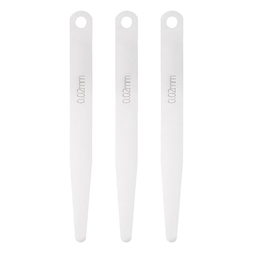 HARFINGTON 3pcs Metric Thickness Feeler Gauge 0.02mm Single Blade Oval Feeler Gauge 3CR-13 Stainless Steel Gap Measuring Tool for Repair Valve Guitar Spark Plug