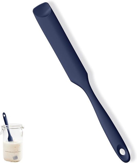 U-Taste Silicone Jar Spatula for Sourdough Starter: Long Skinny Food-Grade Jam Spreader, Sturdy Stirring Stick Bowl Scraper with Flexible Spoon Tip, Mixing Tool, Peanut Butter Knife (Midnight Blue)