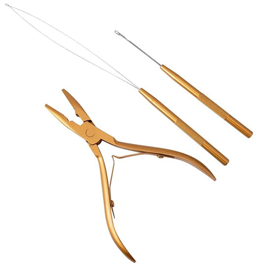 NEWISHTOOL Micro Links Hair Extensions Kit, Hair Extension Pliers for Beads, Hair Extension Loop Needle Pulling Hook Tool Bead Device Tool Kits, Micro Link Tools for Hair or Feather Extensions Styling