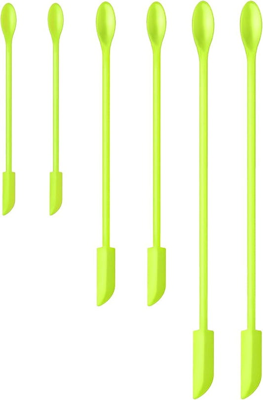 Silicone Spatula Set (6Pcs) - Mini Scraper Tool for Beauty & Food - Reach Every Last Drop, Multi-Size Spatulas for Makeup Jars, Lotion Bottles & Kitchen Containers (Green)