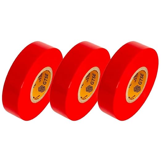 GTSE Red Electrical Tape, 3-Pack – Waterproof, Industrial Grade Vinyl, 3/4 in x 66ft– Strong Self-Adhesive PVC Electric Tape for Wire Insulation, 7 Mil, 600V – UL/CSA Listed