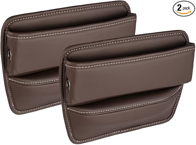 Riloer Car Organizers for Gap Leather Waterproof Car Seat Gap Fillers for Cars, Suvs, Trucks, Front Seat Gap Fillers for Phones, Keys, Cards, Glasses, Coffee