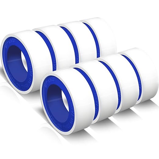 VOTMELL 8 Rolls 1/2 Inch(W) X 520 Inches(L) Teflon Plumbers Tape,Pipe Sealing & Plumbing Thread Tape,PTFE Water Sealant Seal for Shower Head,White