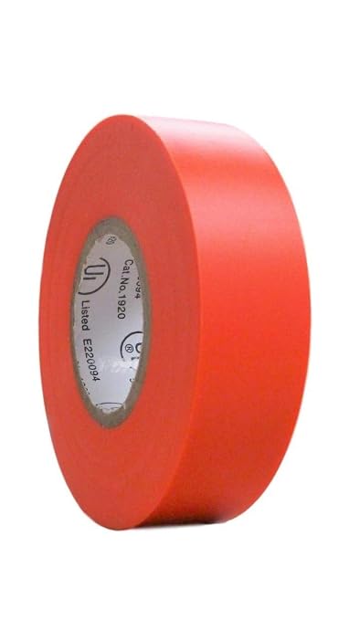 TradeGear Colored Electrical Tape - PVC General Purpose - Waterproof, Flame Retardant, Rubber Based Adhesive, UL Listed - Rated for Max. 600V and 80oC Use – 60’ x 3/4" x 0.07" (1 Pk Orange)