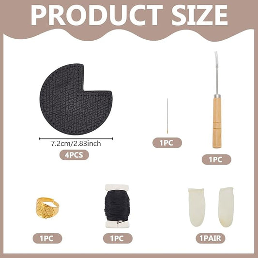 WEBEEDY Bag Corner Repair Set DIY Kit for Bag Corner Fix Protector Black Leather Fabric Repair Patch with Cone,Needle,Thread and Finger Cots for Sewing Fix Leather Bags Working Projects