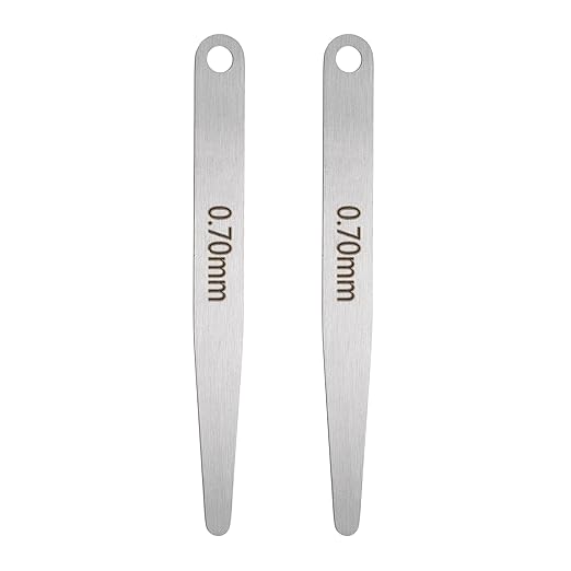 HARFINGTON 2pcs Metric Thickness Feeler Gauge 0.7mm Single Blade Oval Feeler Gauge 304 Stainless Steel Gap Measuring Tool for Repair Valve Guitar Spark Plug
