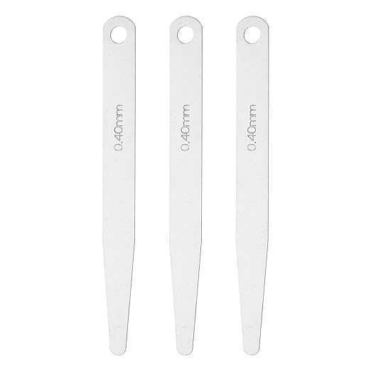 HARFINGTON 3pcs Metric Thickness Feeler Gauge 0.4mm Single Blade Oval Feeler Gauge 3CR-13 Stainless Steel Gap Measuring Tool for Repair Valve Guitar Spark Plug
