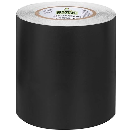 FrogTape Pro Grade Flashing Tape for Windows & Doors, 6 Inch Width - 75 Foot Roll, All Weather & UV Resistant Flashing Tape with Advanced Acrylic Adhesive - 10 mils - Black