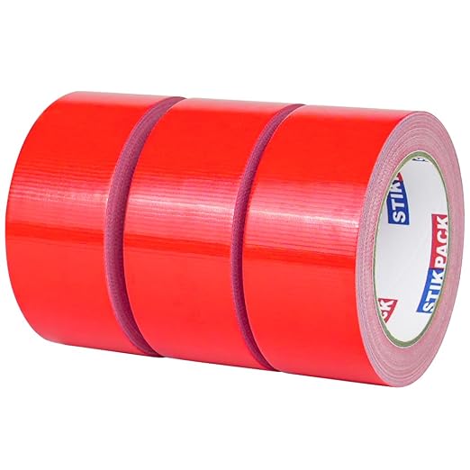 3 Rolls Red Duct Tape, Heavy Duty Strong Industrial Colored Duct Tape 9mil x 2inch x 25yds Flexible, No Residue, Waterproof and Tear by Hand, Multi-Use for Indoor & Outdoor Repairs