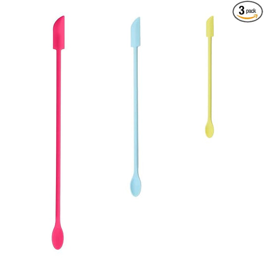 Mini Spatula for Cosmetics, 3 Pcs Beauty Spatula Small Spatula Silicone Mini Lotion Spatula Makeup Spatula, Every Drop Tiny Spatula for Makeup and Kitchen Jar