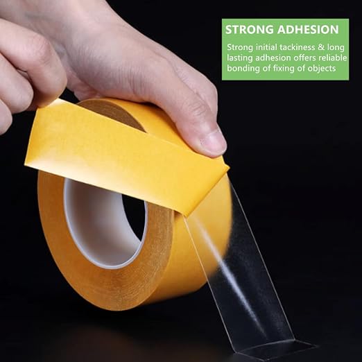 Ultra-Thin Clear Double Sided Tape 1 Inch x 82 Feet Heavy Duty Transparent Two Sided Mounting Tape for LED Strips, LCD Screen Repair, Woodworking, Crafts, Posters, Scrapbook, Clothes, Residue Free