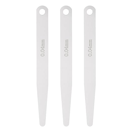 HARFINGTON 3pcs Metric Thickness Feeler Gauge 0.04mm Single Blade Oval Feeler Gauge 3CR-13 Stainless Steel Gap Measuring Tool for Repair Valve Guitar Spark Plug