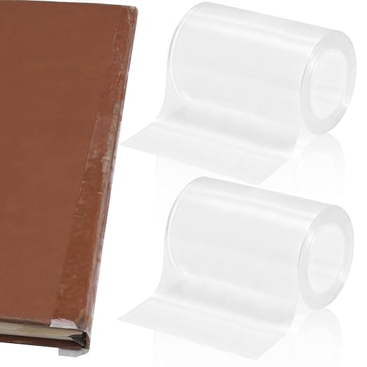 Engorgio 3Inch x 16.5Ft，Archival Safe Book Repair Tape 2pcs，Clear Strong Waterproof Adhesive，Old Books,Broken Pages，for Textbook Spine，Removable Book Binding Tape，Library Repair Supplies.