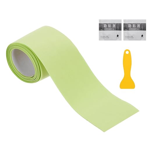 uxcell Caulk Tape Waterproof, 1.5 Inch x 4.92 ft Self-Adhesive Sealant Sealing Strip Caulking Sealant Tape PVC with Tool for Kitchen Sink Toilet Bathroom Bathtub Floor, Green