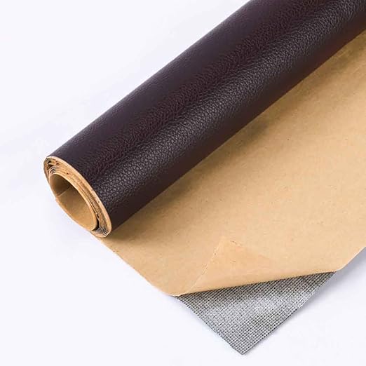 Leather Repair Patch Tape Kit, Self Adhesive Leather Repair for Furniture, Couch, Sofa, Car Seats,Office Chair,Vinyl Repair Kit (Dark Brown,19x40 inch)