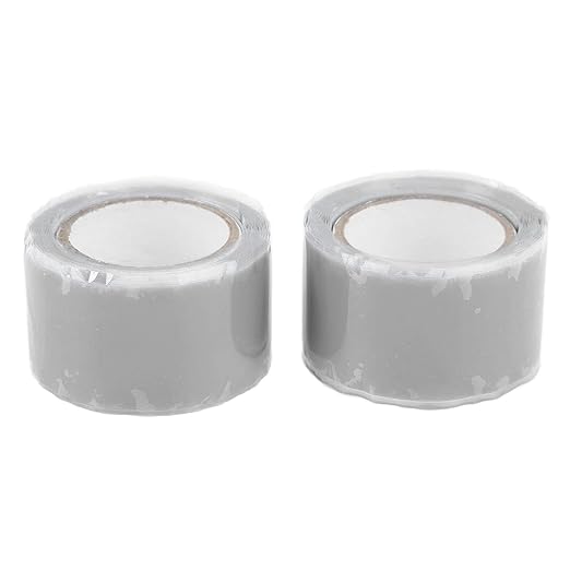 Self Fusing Silicone Tape, Waterproof Insulation Adhesive Tape, 2 Rolls 1.5m x 2.5cm - Heat, Easy Tear, Durable Pipe and Hose Repair Solution (Grey)