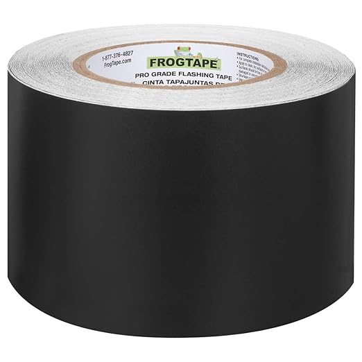 FrogTape Pro Grade Flashing Tape for Windows & Doors, 3.75 Inch Width - 75 Foot Roll, All Weather & UV Resistant Flashing Tape with Advanced Acrylic Adhesive - 10 mils - Black