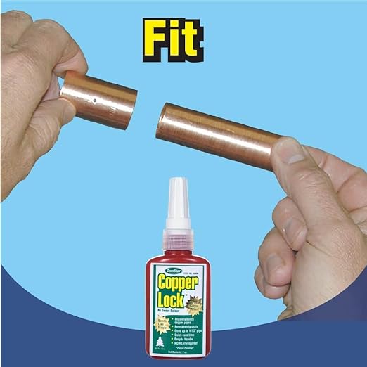 Copper Lock 2 oz, No Heat Liquid Solder for Copper, Brass & Yellow Metals, Instant Leak Proof Seal up to 500 PSI, -60°F to +300°F, Bonding Solution for Plumbing & HVAC (10-800)