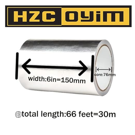 Silver Aluminum Foil Tape 6in x 66ft High Temperature Adhesive Muffler Tape Heat Shield Blocking Tape for HVAC/Air Conditioning Pipe/Car Exhaust Pipe