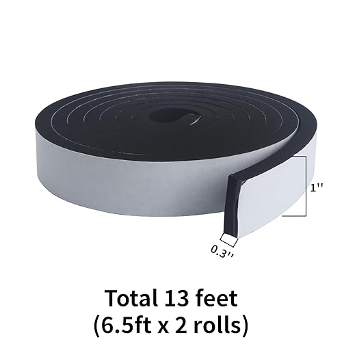 High Density Foam Tape - 1'' x 5/16'' x 13ft Weatherproof Adhesive Prevent Condensation Heat Resistant Flame Retardant Weather Stripping Easy to Cut & Install & Remove for Car Doors Pipes Windows