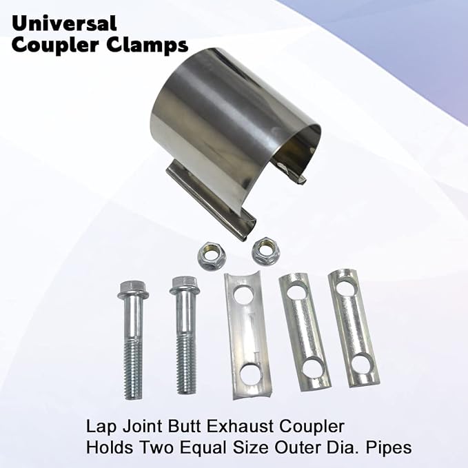 ID 2 Inch Exhaust Clamp, Stainless Steel 2" Lap Joint Band Clamp Sleeve Coupler Fit For OD 2" Pipes