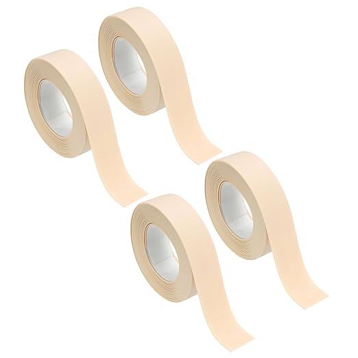 uxcell 4 Rolls Beige Caulk Sealant Strip Waterproof Self Adhesive 0.87"" x 10.5Ft Toilet Caulk Tape, Bathtub Caulk Sealing Strip for Kitchen Countertop, Sink, and Floor Edge Protector, 2.2cm